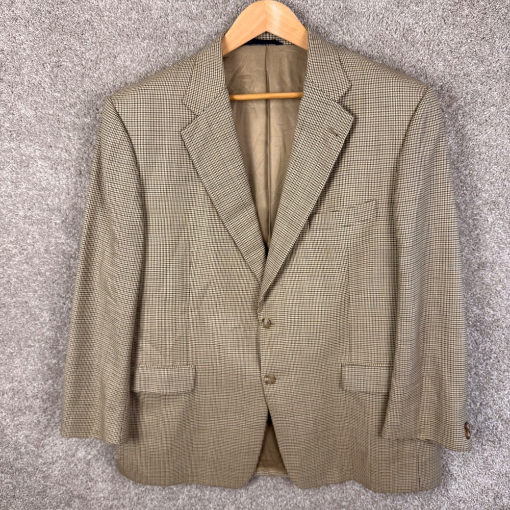 Burberry London Kensington Wool Houndstooth Blazer Sport Coat Mens 46R USA FLAW